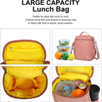 NOL Natural Organic Lifestyle Insulated Lunch Bags for Women Cooler Bag Lightweight Nylon Waterproof Lunch Box For Work (Dark Pink, Large)