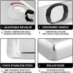 13 x 9.75Inch Cheese Melting Domes, HaSteeL Rectangular Basting Steam Cover with Adjustable Vent, Heavy Duty Stainless Steel Grill Lid for Flat Top Griddle Outdoor & Indoor, Dishwasher Safe(2-Pack)