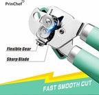 PrinChef Can Opener Manual, Can Tin Bottle Opener with Magnet - No-Trouble-Lid-Lift, Handheld Can Opener Smooth Edge with Sharp Blade, Heavy Duty and Easy to Use, for Seniors with Arthritis, Green