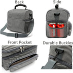 FlowFly Double Layer Cooler Insulated Lunch Bag Adult Lunch Box Large Tote Bag for Men, Women, With Adjustable Strap,Front Pocket and Dual Large Mesh Side Pockets