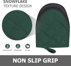 1 Pair Short Oven Mitts - Silicone Kitchen Oven Gloves High Heat Resistant 500℉, Mini Oven Mits with Non-Slip Grip Surfaces and Hanging Loop for BBQ, Baking, Cooking and Grilling (ArmyGreen)