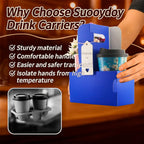 10 Pack 2 Cup Disposable Drink Carrier with Handle Paperboard Coffee Cup Holder Portable for Hot Cold Drinks Food Delivery Services with Heart Card for Teacher Appreciation Week Mother's Day