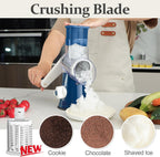 Cambom Rotary Cheese Grater Hand Crank Cheese Shredder for Fresh Cheese, Vegetable, Nuts, Non-slip Suction Base,Five Blades, Deep Blue