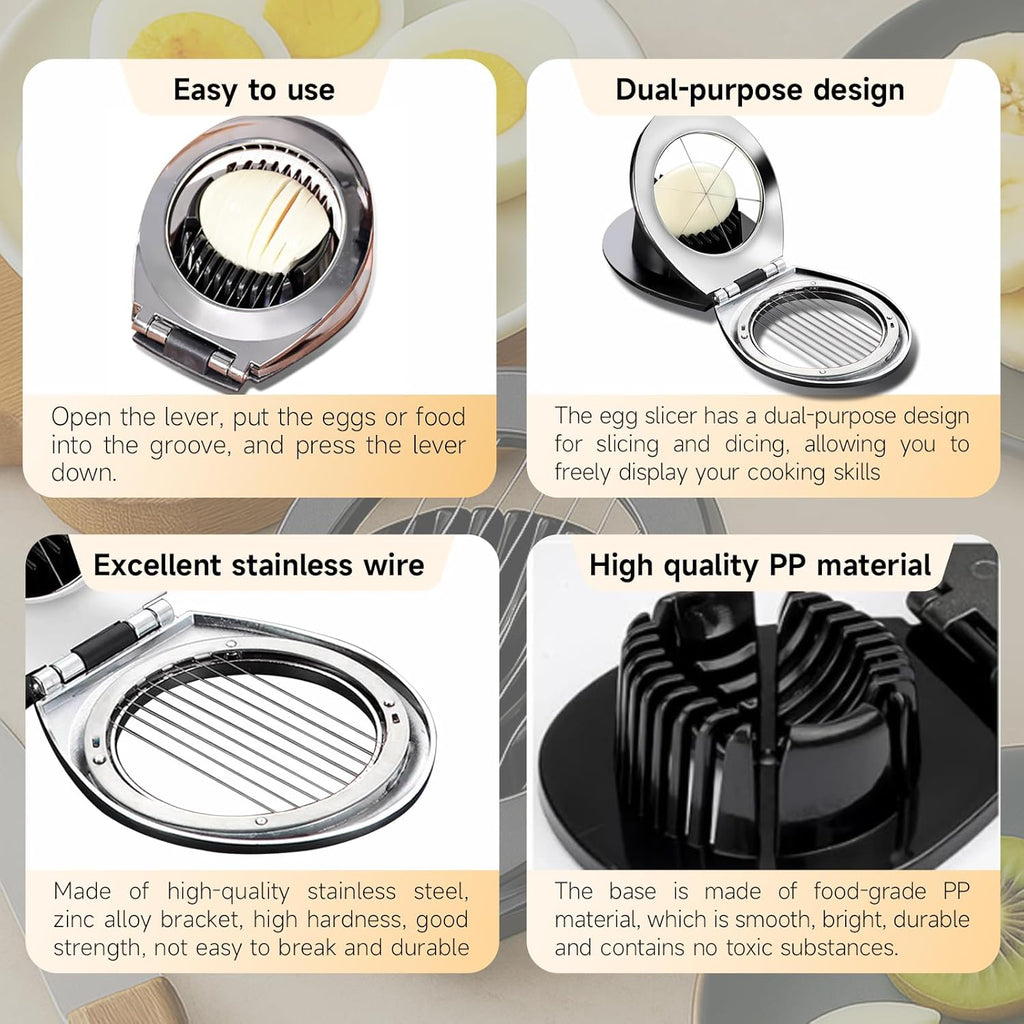 Egg Slicer for Hard Boiled Eggs,Egg Cutter,Strawberry Slicer,Heavy Duty Aluminium Tomato Slicer,Stainless Steel Wire Multipurpose, Dicer for Soft Fruit Mushroom,Suitable for Home, Picnics