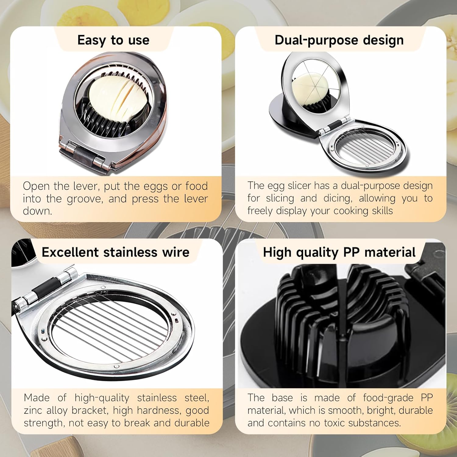 Egg Slicer for Hard Boiled Eggs,Egg Cutter,Strawberry Slicer,Heavy Duty Aluminium Tomato Slicer,Stainless Steel Wire Multipurpose, Dicer for Soft Fruit Mushroom,Suitable for Home, Picnics