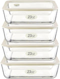 Urban Green Glass Food Container Set with Glass Lid, 4 Pack, Food Storage Containers Set, Airtight, LeakProof, 100% Plastic Free, Meal Prep Containers (White Color)