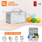 NOL Natural Organic Lifestyle Small Lunch Bag Mini Lunch Box Insulated Lunch Bag for Men/Women Leakproof Cooler Tote Bag Lightweight Nylon Waterproof Lunch Box For Work, Silver