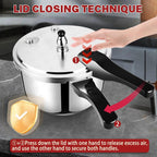 Stainless Steel Pressure Cooker 6.34 Quart, Heavy-Duty, Food-Grade, All Stovetop & Induction Compatible with Multi-Safety Lock System for Gas Electric Ceramic, Commercial Home Kitchen Use, Deeluban