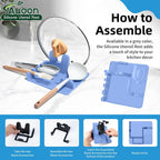 AUOON Spoon Holder for Stove - Silicone Spoon and Lid Rest with Drip Pad Kitchen Utensil Rest for Spoons, Ladles, Spatulas, Tongs & More (Blue Velvet, Large)