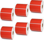 BETCKEY - 3" x 2" Multipurpose & Shipping Labels Compatible with Zebra & Rollo Label Printer,Premium Adhesive & Perforated[Red, 6 Rolls, 4500 Labels]