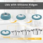 Microwave Splatter Cover, Vented Silicone and Glass Cover Splatter Guard Lid, Food Collapsible Plate Cover Lid with Easy Grip Handle. (Blue, 10.8 inch)