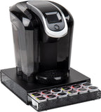 Mind Reader Single Serve Coffee Pod Drawer, 36 Pod Capacity, Countertop Organizer, Metal, 12.75" L x 13" W x 3" H, Black