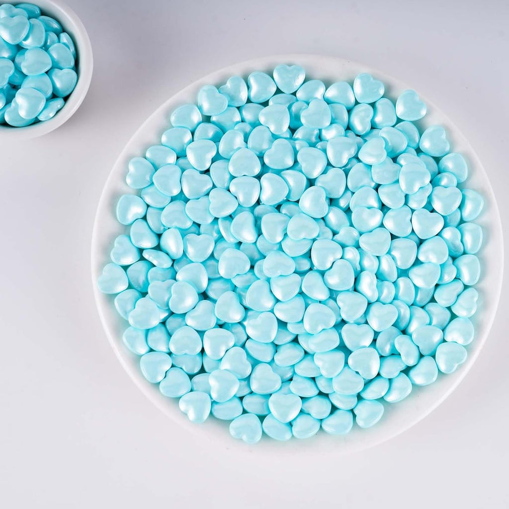 Kasvan Blue Heart Shapes Sprinkles - Edible Candy Pearls 130g/4.58 Oz, Mix Size, Baking Cake Decorations, Ice Cream Toppings and Cookie Decorating, Wedding Party Chirstmas Supplies (Blue)