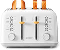 BUYDEEM DT640 4-Slice Toaster, Extra Wide Slots, Stainless Steel with High Lift Lever, Bagel and Muffin Function, Removal Crumb Tray, 7-Shade Settings, Arctic White
