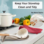 Silicone "Deck Chair" Large Heat-resistant Spoon Rest for Stove Top/Countertop, Reusable Kitchen Cooking Utensil Holder for Spatulas, Ladles, etc., Dishwasher Safe, 9.1 * 4.2 * 1.6in (Red)