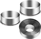 9 Pieces Stainless Steel Cookie Cutter Set Biscuit Plain Edge Round Cutters Metal Ring Baking Molds