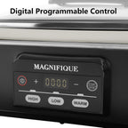 MAGNIFIQUE Small 4 Quart Casserole Programmable Slow Cooker with Ceramic Baking Dish - Perfect Kitchen Small Appliance for Family Dinners, Oven Safe and Durable Bakeware for Lasagna, Roasts