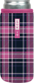 Sok It CanSok Sleeve for Beer & Soda Insulated Neoprene Cover (Berry Plaid, 12oz Slim Can Sleeve)