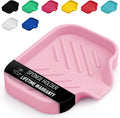 Zulay Kitchen Small Silicone Sponge Holder (4.9x3.3”) – Space-Saving Sink Organizer Tray for Sponge, Soap, Brush & More – Compact Non-Slip Dish for Kitchen & Bathroom (Pink)