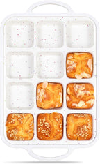 1 Pc Brownie Pan With Dividers Silicone Nonstick Mini Individual 12 Cup Square Muffin Cupcake Pans with Metal Frame(Cream)