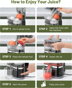 Electric Citrus Juicer, Dual-Head Orange Juicer Squeezer, Portable Juicer with Cleaning Brush for Lemon, Grapefruit, High Juice Yield, Easy to Clean, One Touch Operation