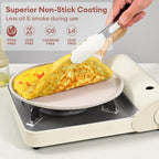 JEETEE Crepe Pan Nonstick, 11 inch Comales Para Tortillas Griddle Pan for Stove Top, Granite Coating Flat Pancake Pan Dosa Tawa, PFOA FREE and Induction Compatible (Beige)