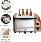 Dualit Classic 4 Slice NewGen Toaster - Stainless Steel - Hand Built in the UK - Replaceable ProHeat elements - Defrost Bread - Mechanical Timer - Copper Classic Toaster