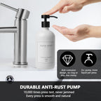 Kitchen Soap Dispenser - Hand and Dish Soap Dispenser Set, Bathroom Glass Soap and Lotion Dispenser with Pump, Tray, 14 Waterproof Labels, Set of 2 White Bottle/Black Pump-pd