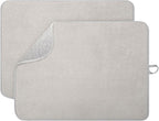 2 Pack Dish Drying Mat, Large 16" x 18" Highly Absorbent Microfiber Kitchen Counter Mat, Dish Drying Pad for Dishes,Perfect Drying Mat for Kitchen Counter, Utensils, Pots and Pans, Grey