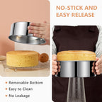 9 Inch Cake Pan, Removable Bottom & Easy Releasing, Leakproof & Nonstick Cake Baking Pan, 304 Stainless Steel Round Cake Pan, Non-Toxic & Healthy, Dishwasher Safe