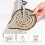 Spoon Rest for Stove Top, Large Ceramic Spoon Holder for Kitchen Counter, Heat Resistant Cooking Utensil Rest, Dishwasher Safe 5.1 Inch by ANTIS’S HOME (Green)
