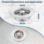 3-in-1 Stainless Steel Kitchen Sink Drain Strainer – Pop-up Sink Stopper with Sealing Ring, Anti-Clog & Odor-Proof Drain Filter, Fits 3-1/2 Inch Sink Drain Holes, Easy Installation
