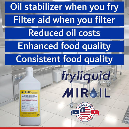 1 Liter Bottle FryLiquid by MirOil, Antioxidant for Frying, Removes Unhealthy Fat, Prevents Breakdown, Vitamin Therapy, Extend Deep Fryer Oil Life for Donut Shop, Restaurant, Food Truck & Food Service
