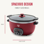 GreenLife 6QT Slow Cooker, Non-Toxic PFAS-Free Ceramic Nonstick Removable Interior Bowl, Programmable, Family Friendly, Keep Warm, Stovetop & Oven Safe, Dishwasher Safe Parts, Timer, Glass Lid, Red