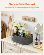 Small Woven Basket, 13.5 x 9.5 x 5 Inches, Storage Basket for Organizing, Cute Small Rope Shelf Closet Cube Storage Bins Baskets for Shelves, Dog Toy Gift Baskets Empty, 3 Pack Mixed Black