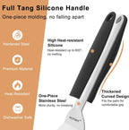 Fish Spatula Stainless Steel, 11.3" Slotted Fish Turner with Silicone Handle, Small Metal Spatula for Cast Iron Skillet, Kitchen Cooking Flipper for Egg, Burger, Pancake