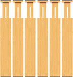 BAMBUROBA Bamboo Drawer Dividers, Adjustable Kitchen Drawer Organizer for Clothes,17-22" Expandable Drawer Organization Separators for Bedroom,Bathroom,Dresser and Office,6-Pack
