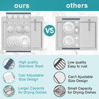 BBXTYLY Extra Large Expandable Roll Up Dish Drying Rack,Over The Sink Drying Rack Sink Cover Kitchen Sink Accessories Kitchen Rolling up Stainless Steel Drainer, Foldable,Rollable（Grey，22.8''-17''）