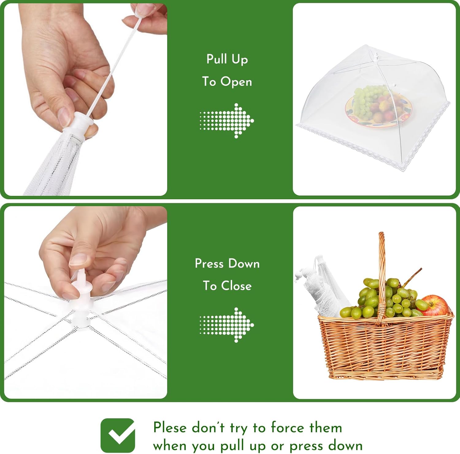 Mesh Food Covers for Outside - Upgraded 6 Pack Large 17x17 in Food Tent Food Cover Outdoors Party Collapsible Picnic Nets Umbrella Mesh Screen Pop Up Food Dome (White)