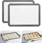 KitchenRaku 2-Pack Silicone Baking Mat, 16.5"x11.6" Reusable Silicone Baking Sheets for Oven, BPA Free Nonstick Bakeware Mats for Cookies, Macarons, Bread and Pastry