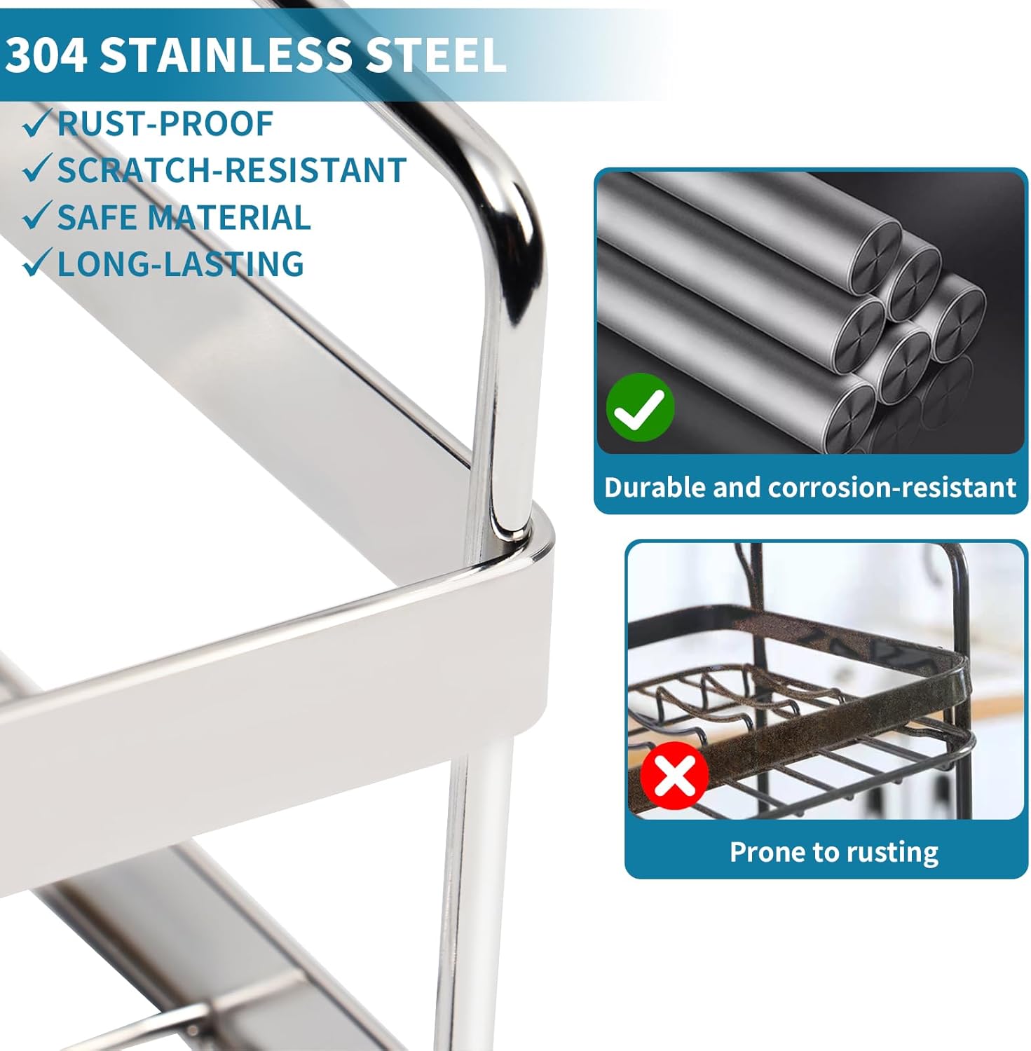 Stainless Steel Dish Racks for Kitchen Counter - Large Dish Drying Rack with Pull Drain Tray, Over The Sink Dish Drainer Drying Rack for Small Spaces, Durable for Countertop Sink