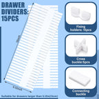 Blosssound 15pcs 5.12x 15 Tall Drawer Divider Adjustable Drawer Organizer DIY Ultra Deep Storage Organizer Separator with Fixed Buckle for Underwear Socks Dormitory Office Kitchen Bedroom(White)