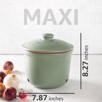 Romertopf Freshness Storage Potato Onion Garlic Clay Pot Set of 3 with Lids - Green