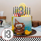 13 Pcs Racing Cars Themed Birthday Candles Black and White Race Number 3 Checkered Candle Cake Topper for Racing Car Party Decoration Supplies (Number 3)