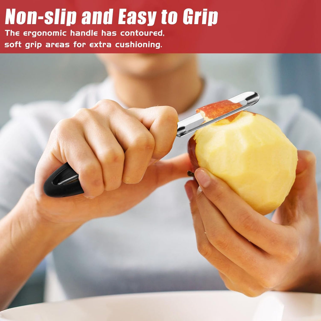Professional #1071 Vegetable Peeler, Stainless Steel Fruit Potato Peeler, Swivel Vegetable Peeler with Easy Grip Ergonomic Handle & Ultra Sharp Stainless Steel Blades, 7 1/4 Inch Black