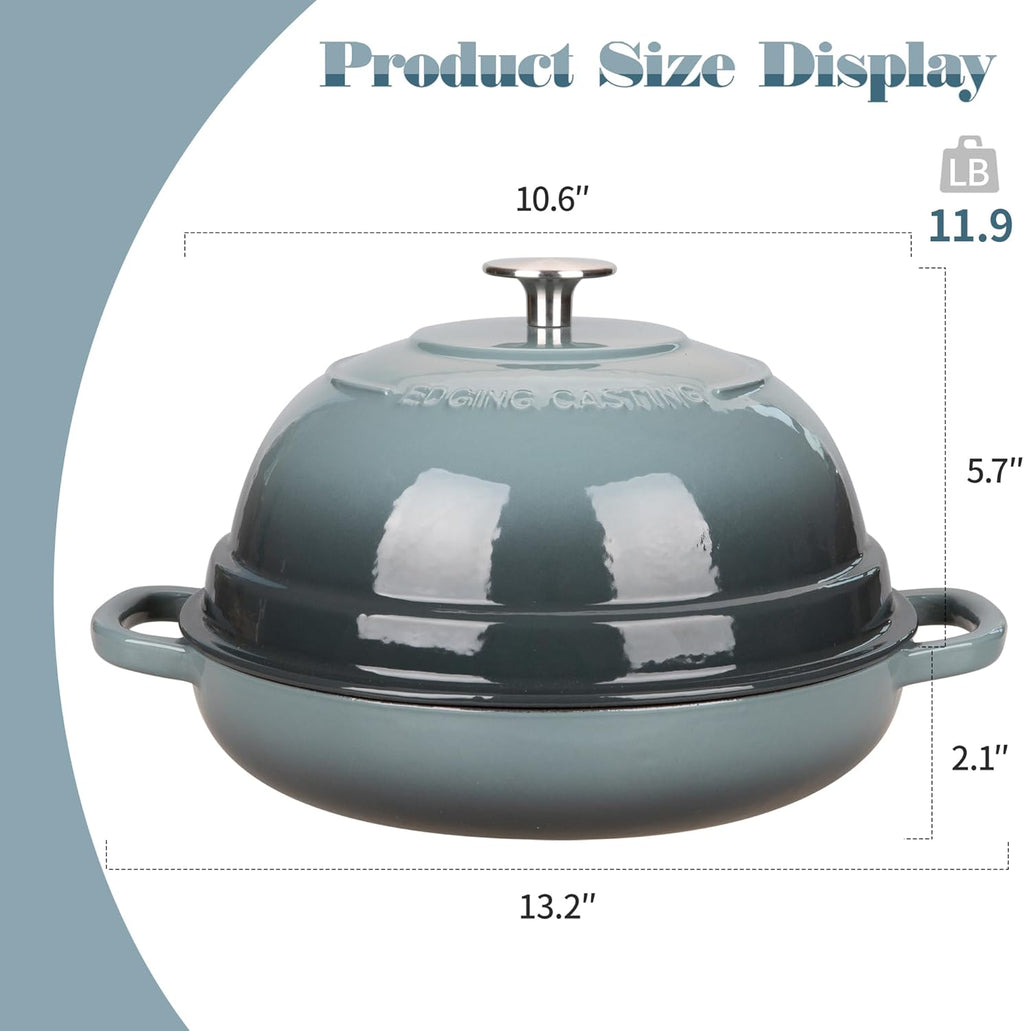 Enameled Cast Iron Dutch Oven Pot with Lid, Round Bread Oven for Homemade Sourdough Bread Baking, 6 Quart, Slateblue