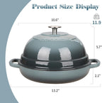 Enameled Cast Iron Dutch Oven Pot with Lid, Round Bread Oven for Homemade Sourdough Bread Baking, 6 Quart, Slateblue