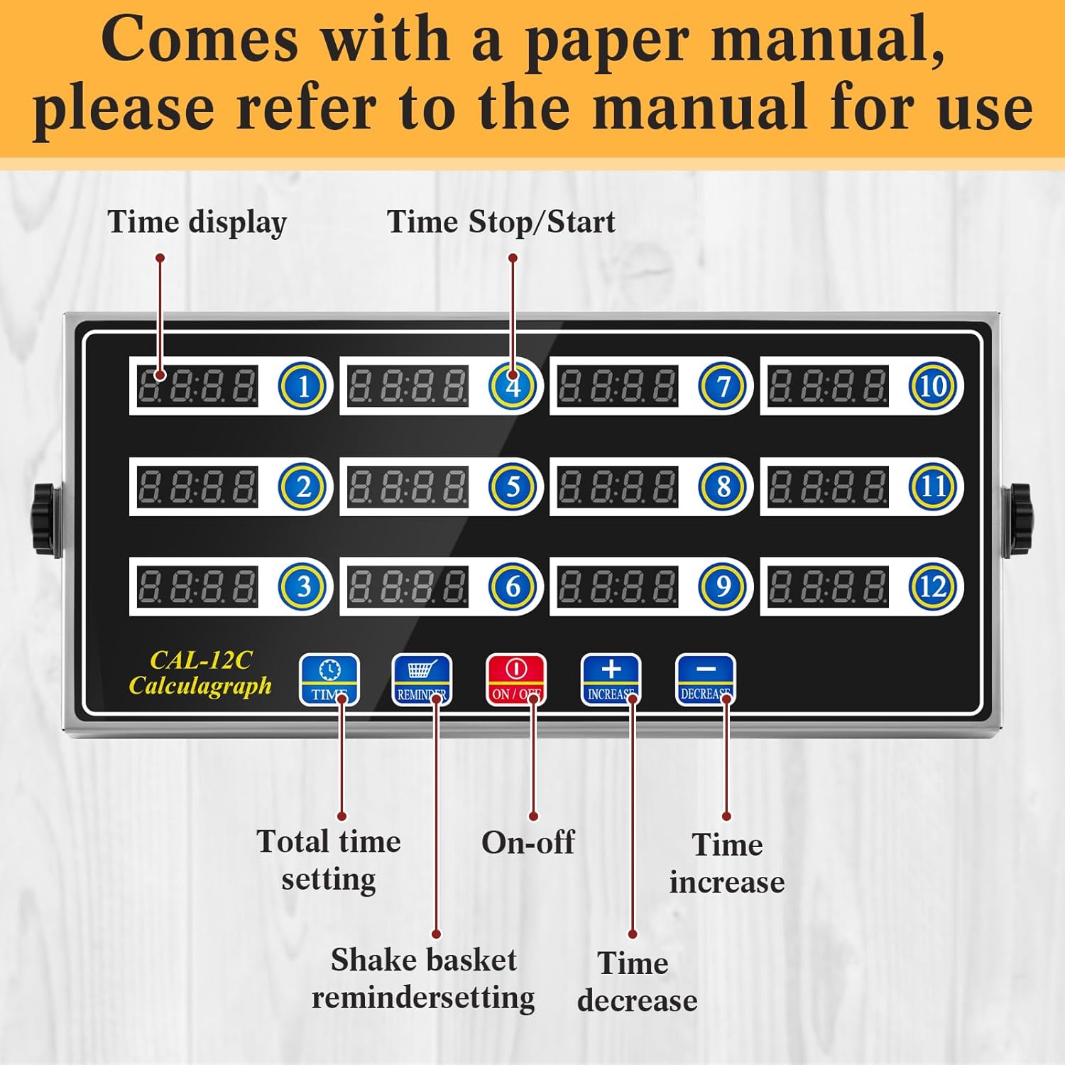 2 Pack 12-Channel Digital Kitchen Timer, Commercial Cooking Timer with Loud Alarm, Large LCD Display, for Restaurants, Baking, Labs, Multiple Independent Countdown Timers