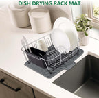 GUUKIN Dish Drying Mat, 14.7"x10.2" Drying Matt Kitchen Counter, Non-Slip Drying Pad, Easy Clean Pad for Countertop Protection, Multi-Functional Use (Grey)