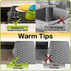 CHIKILLA Silicone Dish Drying Mat for Kitchen Counter, Fast Drainage Design for Vegetables Fruits, Heat Resistant, Non-Slip , Dishwasher Safe – 15.7x13 inch Silk Gray